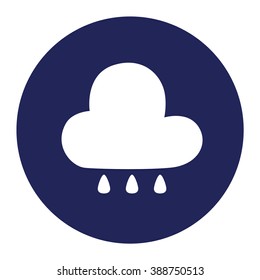 Weather. Cloud, rain, nimbus in dark blue circle, vector illustration.