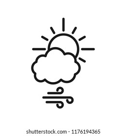 Weather Cloud With Rain Wind And Sun Green Flat Icon On Light Background