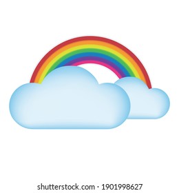 Weather Cloud with Rainbow Emoji Symbol. Rainy Day Symbol. Gay Pride Illustration Vector Design Art.