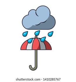 Weather cloud raining on umbrella symbol vector illustration graphic design