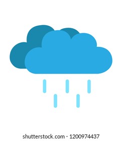 Weather cloud rainy flat icon isolated on white background vector illustration for web site design, app