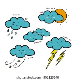 Weather cloud  set cartoon illustration