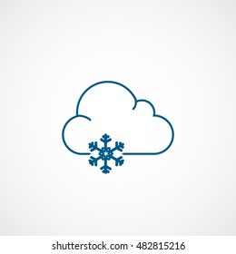 Weather Cloud With Snow Blue Line Icon On White Background