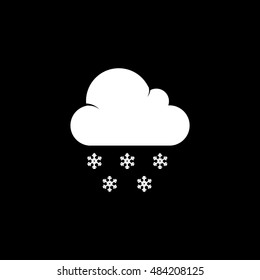Weather Cloud With Snow Flat Icon On Black Background