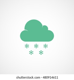Weather Cloud With Snow Green Flat Icon On Light Background