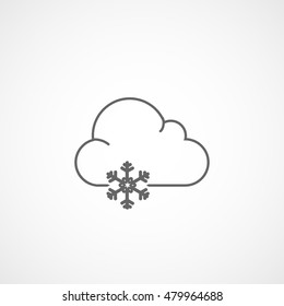 Weather Cloud With Snow Line Icon On White Background