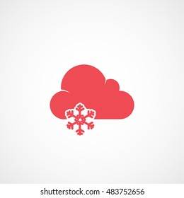 Weather Cloud With Snow Red Flat Icon On White Background