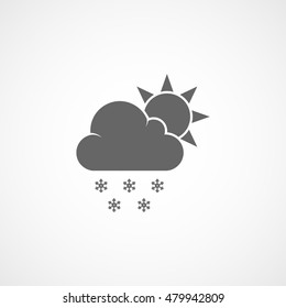 Weather Cloud With Snow And Sun Flat Icon On White Background