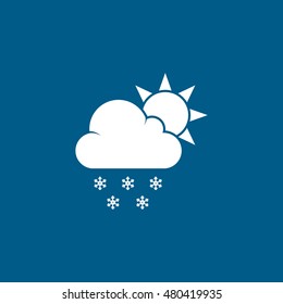 Weather Cloud With Snow And Sun Flat Icon On Blue Background