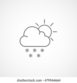 Weather Cloud With Snow And Sun Line Icon On White Background