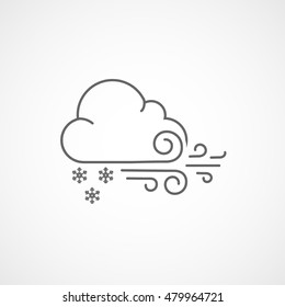 Weather Cloud With Snow And Wind Line Icon On White Background