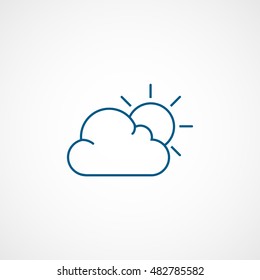 Weather Cloud With Sun Blue Line Icon On White Background