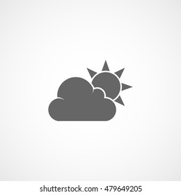 Weather Cloud With Sun Flat Icon On White Background