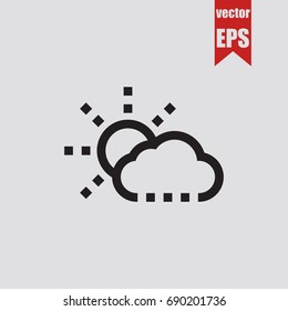 Weather cloud sun icon in trendy isolated on grey background.Vector illustration.