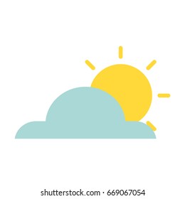weather cloud with sun isolated icon