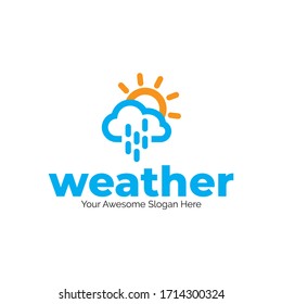 Weather Cloud and Sun Logo Design Template