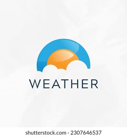 Weather cloud, sun, rain and lightning logo design symbol icon template