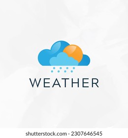 Weather cloud, sun, rain and lightning logo design symbol icon template