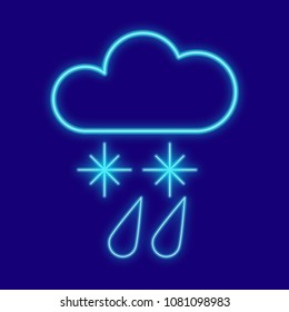 Weather. Clouds, drops, rain, snow, snowflakes