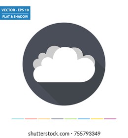 Weather - clouds flat icon with long shadow. Vector Illustration.
