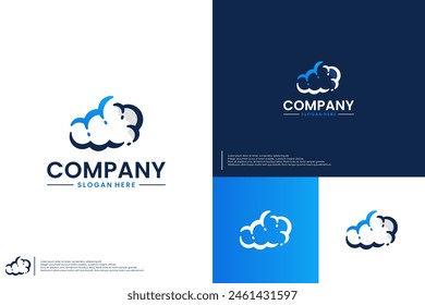 weather clouds with fun style, logo design technology.