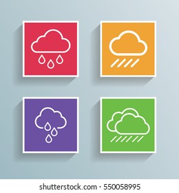 Weather Clouds Icon Set Outline Symbol Rain