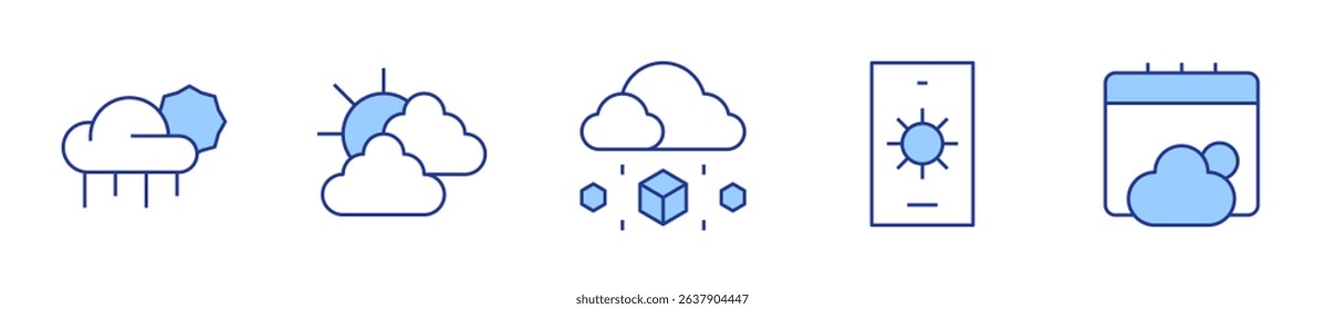 weather, cloudy, hail, weather forecast. Weather forecast Icon vector illustration. Line Duotone style. Editable stroke.