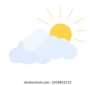 The weather is cloudy and sunny. Clouds and sun.