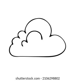The weather is cloudy. Vector doodle cloud. Hand drawn meteorological forecast symbols. Thin line web design icon.