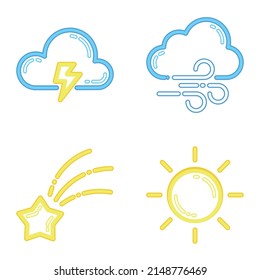 Weather color Flat Icon Set Isolated On White Background