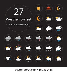  Weather color icon set.Vector illustration.