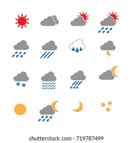 weather in color icons set vector
