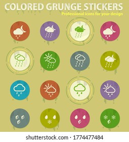 Weather colored grunge icons with sweats glue for design web and mobile applications