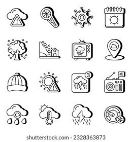 Weather colored icons are designed creatively.