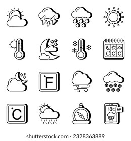 Weather colored icons are designed creatively.