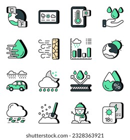 Weather colored icons are designed creatively.