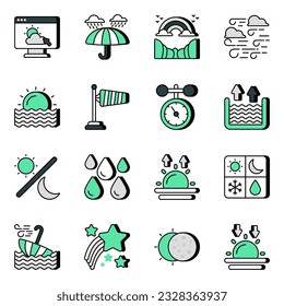 Weather colored icons are designed creatively.
