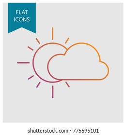 Weather colored vector line icons: sunny