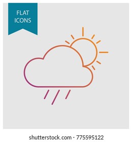 Weather colored vector line icons: sunny and drizzly