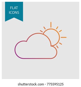 Weather colored vector line icons: cloudy
