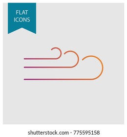 Weather colored vector line icons: wind