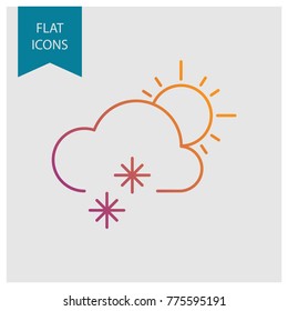 Weather colored vector line icons: sunny and heavy snowy