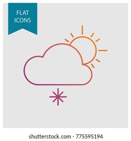 Weather colored vector line icons: sunny and snowy