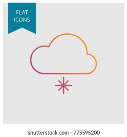 Weather colored vector line icons: snow