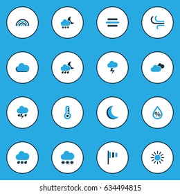 Weather Colorful Icons Set. Collection Of Humidity, Breeze, Blizzard And Other Elements. Also Includes Symbols Such As Rainfall, Weather, Summer.