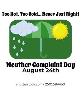 Weather Complaint Day, idea of ​​a postcard or square poster vector illustration for an important date