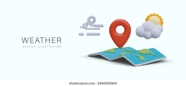 Weather concept in cartoon style. Advertising of website, weather forecast application