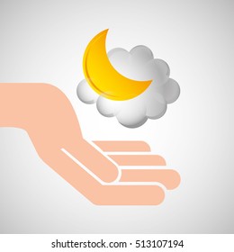 weather concept forecast cloud halfmoon icon design vector illustration eps 10