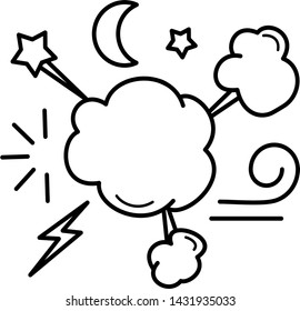 Weather concept icon: cloud, wind, lightning, sun, rain, clear and cloudy weather