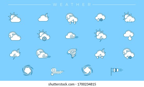 Weather concept line style vector icons set